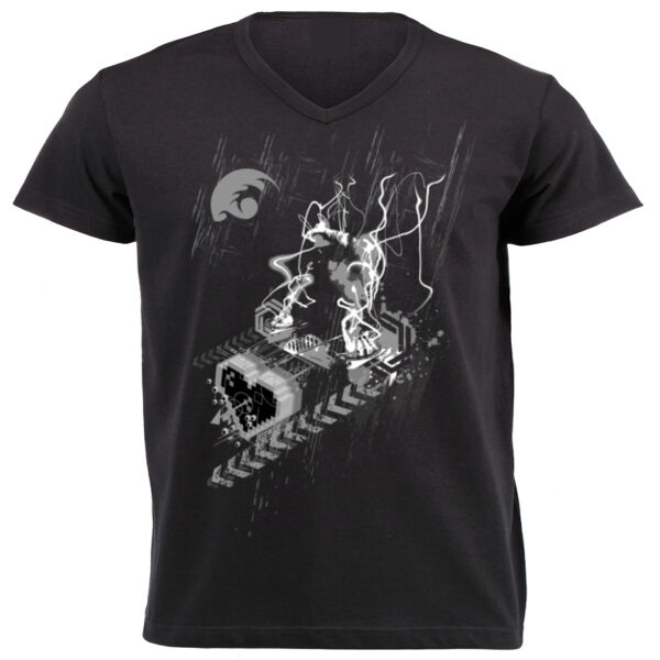 Dj T-shirt by 2COOLDESIGN CLOTHING Black and white version2 - Unisex V-Neck T-shirt Thumbnail