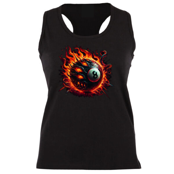 8 Ball Flames Cool T-shirt design - Racer Back Thumbnail