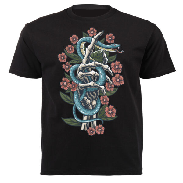 TATTOO DESIGN T-SHIRT WITH ROSES SNAKE AND SKELETON 01 Thumbnail