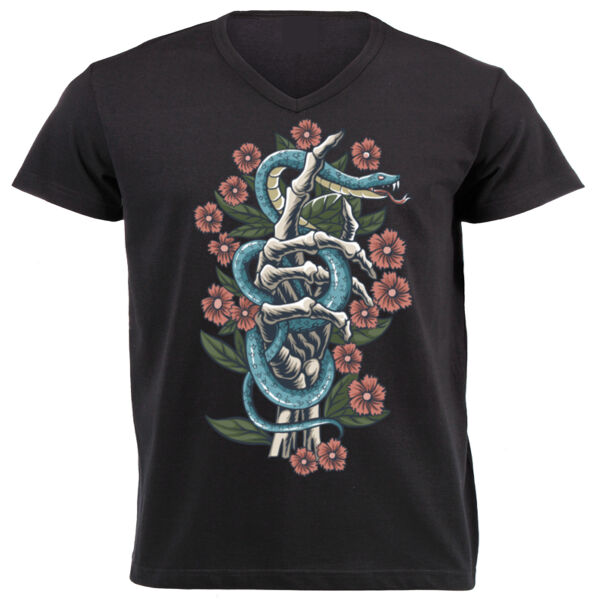TATTOO DESIGN T-SHIRT WITH ROSES SNAKE AND SKELETON 01 Thumbnail