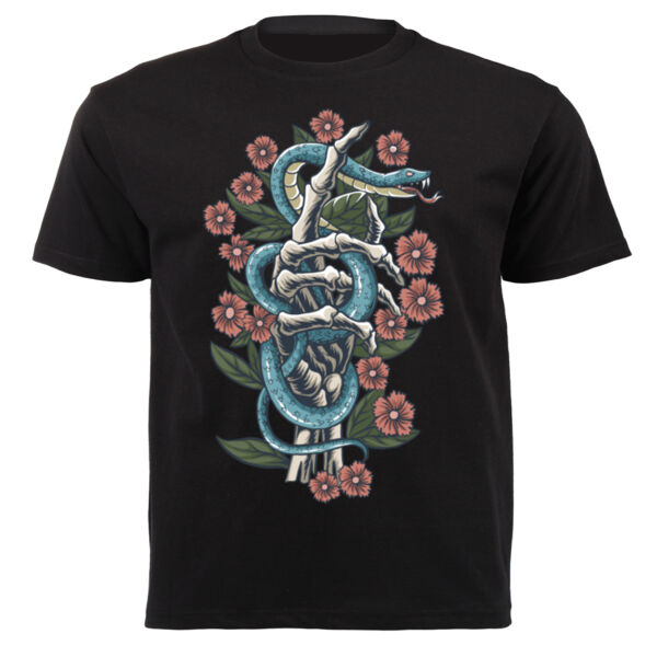 TATTOO DESIGN T-SHIRT WITH ROSES SNAKE AND SKELETON 01 Thumbnail