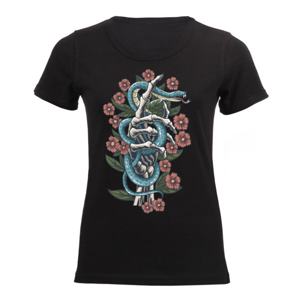 TATTOO DESIGN T-SHIRT WITH ROSES SNAKE AND SKELETON 01 Thumbnail
