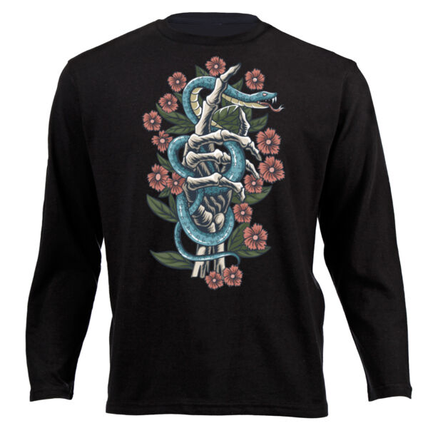 TATTOO DESIGN T-SHIRT WITH ROSES SNAKE AND SKELETON 01 Thumbnail